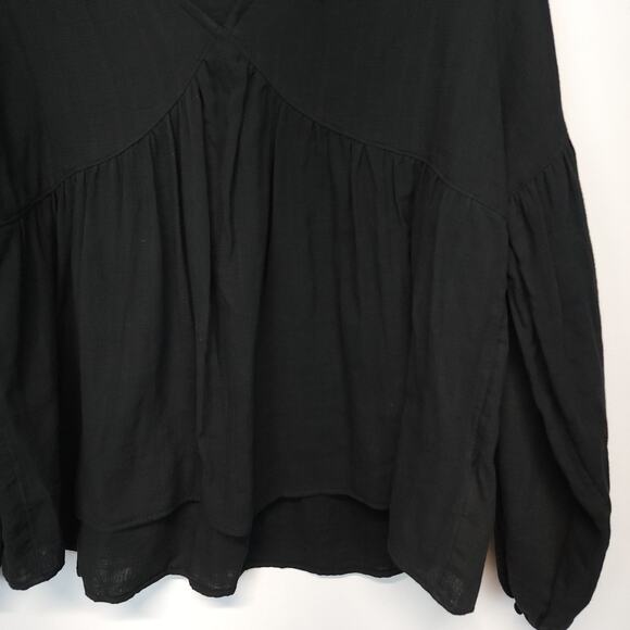Madewell Pleated Monterey Top Size S Black Lightweight Knit Flowy 100% Cotton - Picture 9 of 16